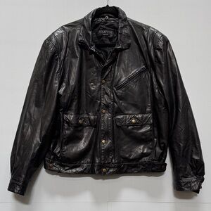 Stratège Men's Vintage Black Leather Jacket